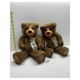 TWO RAIKES BEARS WITH WOOD FACE AN ORIGINAL TAGS