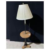 WOOD FLOOR LAMP WITH CENTER TABLE AND SHADE