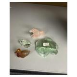 FLUORITE FROG & LILY PAD, QUARTS HORSE, ETC.