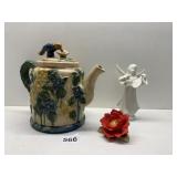 POTTERY TEAPOT WITH HUMMINGBIRD ON TOP ANDREA