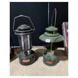 TWO COLEMAN LANTERNS ONE WITHOUT GLASS
