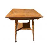 ANTIQUE OAK TWO TIER TABLE WITH BEAD TRIM GOOD