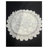 ROUND RAISED DESIGN PARLOR TABLE W/ HAND DONE