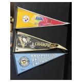 3 PENNANTS INCL. XL111 STEELERS, PENGUINS,