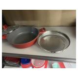 COOKING LIGHT FRYING PAN WITH STRAINER INSERT,