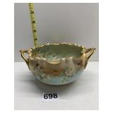 BELLEEK DOUBLE HANDLED VASE MARKED WILLET CENTER