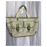COACH HAMPTON GARDENS GREEN TOTE CANVAS AND