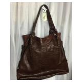 MAKOWSKI BROWN LEATHER HANDBAG LEOPARD LINING