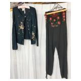 TWO PIECE SUSAN BRISTOL SIZE LARGE BLACK SWEATER