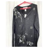 STAR BLUE MED BLACK BEADED SWEATER CARDIGAN LIZ