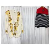 KAREN SCOTT L RED/BLAK WHITE STRIPPED ZIPPER