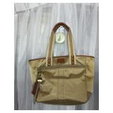 COACH LEATHERWARE PURSE TOTE BEIGE ZIP CLOSE