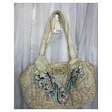 DON ED HARDY OFF WHITE QUILTED HANDBAG