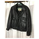 GENUINE LEATHER BLACK JACKET FRONT POCKETS VELCRO