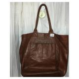 HOBO INTERNATIONAL SOFT LEATHER TOTE BROWN 14" X