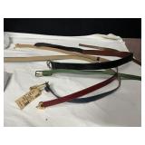 GROUP OF LEATHER BELTS GREEN RED BLACK BLUE