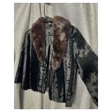 VINTAGE BLACK JACKET WITH DARK MINK COLOR STAMPED