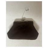 1930S BROWN SUEDE CLUTCH BAG MARCASITE CLASP