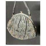 ANTIQUE BLACK SATEEN PURSE INSIDE POCKET