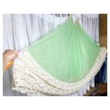 GREEN NYLON FULL LENGTH SHEER NIGHTGOWN WITH WIDE