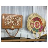 LEATHER MEXICO HANDBAG STRAW ROUND HANDBAG