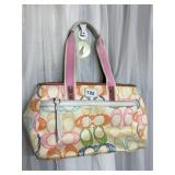 COACH CANVAS LOGO HANDBAG ZIP TOP CLOSE