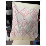 UNFINISHED QUILT TOP PINK BASKET PATTERN 90