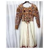 ELABORATELY EMBROIDERED L/S BOHEMIAN DRESS LINED