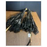 2 VINTAGE PARASOLS TEARS ON FABRIC ONE W/ BIRD