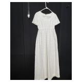 WHITE LONG DRESS 15" ACROSS SHOULDERS W/ FLOWER