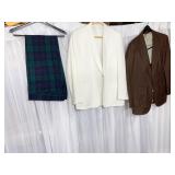 WHITE DINNER JACKET WOOL PLAID PANTS BROWN