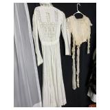 VICTORIAN BLOUSE COTTON TUCKS INSET LACE LONG