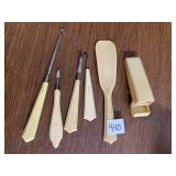 SHOEHORN HINGED LID CELLULOID COMB HOLDER