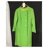VINTAGE 70S GREEN KNIT JACKET LINED OFFSET CLOSE