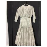VINTAGE GRAY DRESS WITH BOLERO JACKET NETTED SLIP