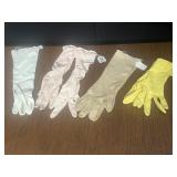 GROUP OF VINTAGE GLOVES LONG PINK, WHITE LEATHER