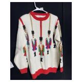 TALBOTS HAND KNITTED NUTCRACKER SWEATER SZ. M