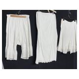 TWO PAIR COTTON PANTALOONS AND ONE WHITE HALF
