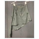 BLACK 100% WOOL BEADED AND SEQUINED TOP LINED