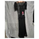 1930S BLACK SHEER GOWN WITH SLIP, 13.5 INCHES