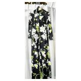 MISS ELAINE 60S 70S BLACK WHITE FLORAL PRINT