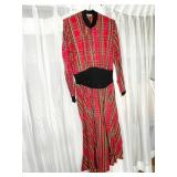 CLUESBRAND PARIS NEW YORK RED PLAID DRESS WITH