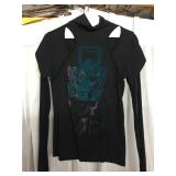 GOD SAVE THE QUEEN BLACK STRETCH TOP WITH CUT