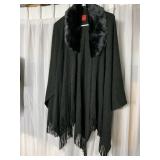 RED FOR SAK 5TH AVE. BLACK WRAP W/ FAUX FUR