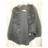ORANGE BRAND BLACK KNITTED SWEATER WITH FUR WOOL