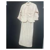 PINK LACE DRESS WITH JACKET AND PEARL RHINESTONE