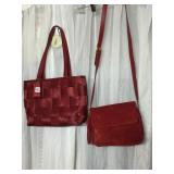 NINE WEST RED SUEDE PURSE ADJUSTABLE STRAP THE