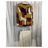 YOUTH GUILD 2 PC SKIRT TOP SET OFF WHITE PLEATED