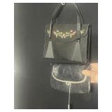 VINTAGE BLACK SATIN PURSE MADE IN FRANCE & FOLD