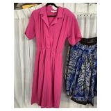 SCARF DRESS HAND MADE BLUE BLACK L/S PHEASANT